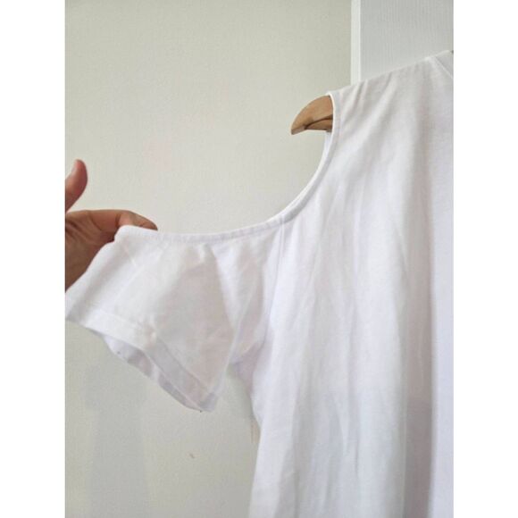 Marcella NYC Cornelia Cold Shoulder Cutout Organic Cotton T-Shirt L $78 - Picture 4 of 7